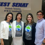 Da esquerda para direita, Supervisora CRNE-I, Fernanda Barreira, Dirigente do SEST SENAT Teresina, Germana Mapurunga, Superintedente FETRANS, Amanda Machado e Dirigente do SEST SENAT Picos, Rodrigo Saburido.